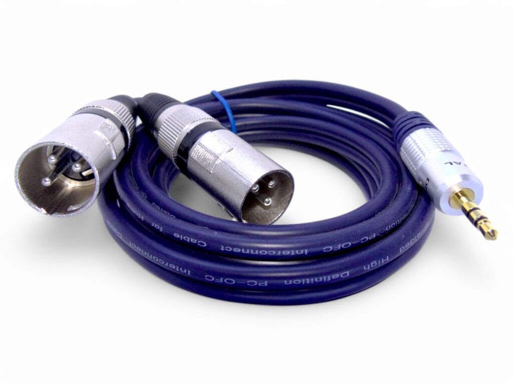 Cable plug 3.5 auxiliar a 2 xlr canon macho 1.8 mts