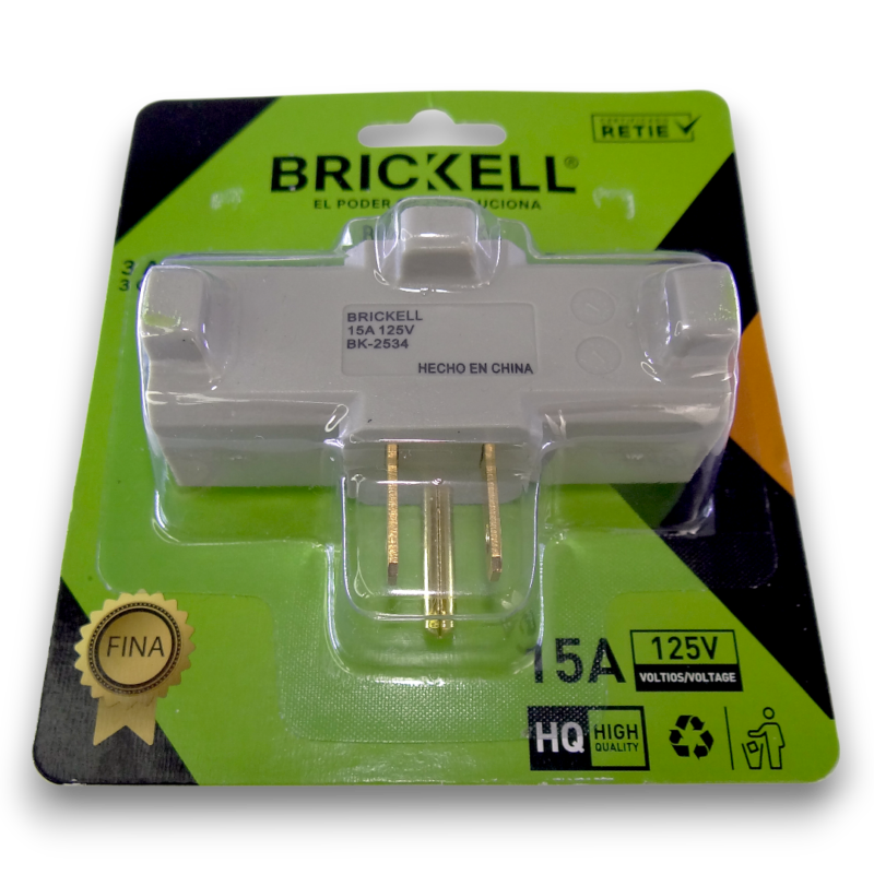 Tee Electrica De 3 Salidas Con Polo Tierra Brickell Bk-2534