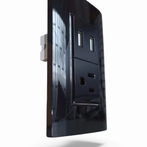 Tomacorriente Con Usb Negra Brillante Uduke De Lujo - Image 2