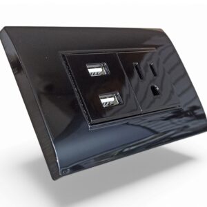 Tomacorriente Con Usb Negra Brillante Uduke De Lujo - Image 3