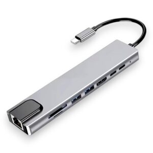 Adaptador Hub 8 En 1 Tipo C, Ethernet, Hdmi, Usb, Sd, Td
