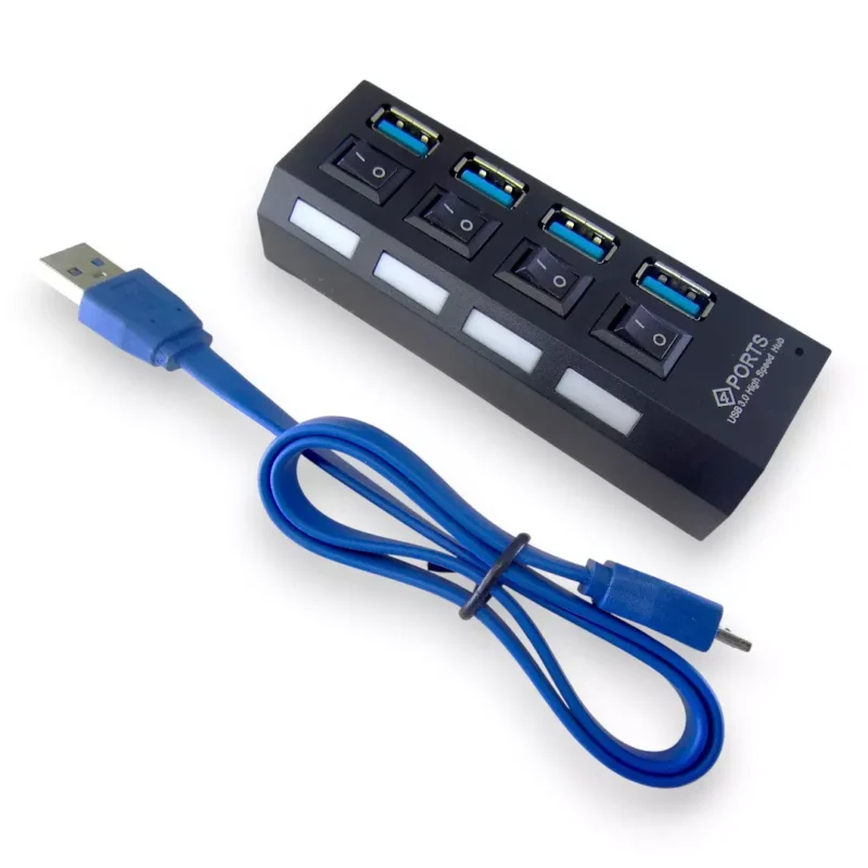 Hub Usb 3.0 De 4 Puertos Con Interruptor On / Off 5 Gbps