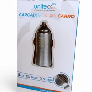 Cargador Para Carro Usb + Tipo C Carga Rapida 3.1ah Unitec