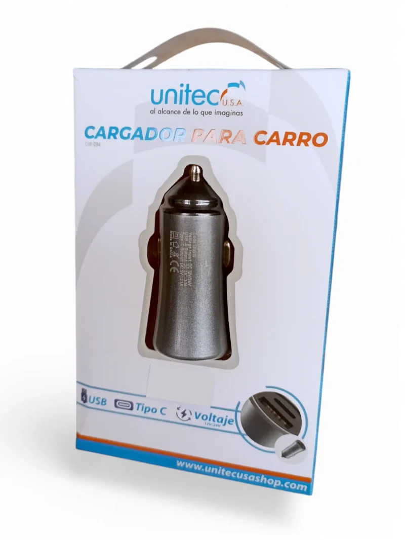 Cargador Para Carro Usb + Tipo C Carga Rapida 3.1ah Unitec