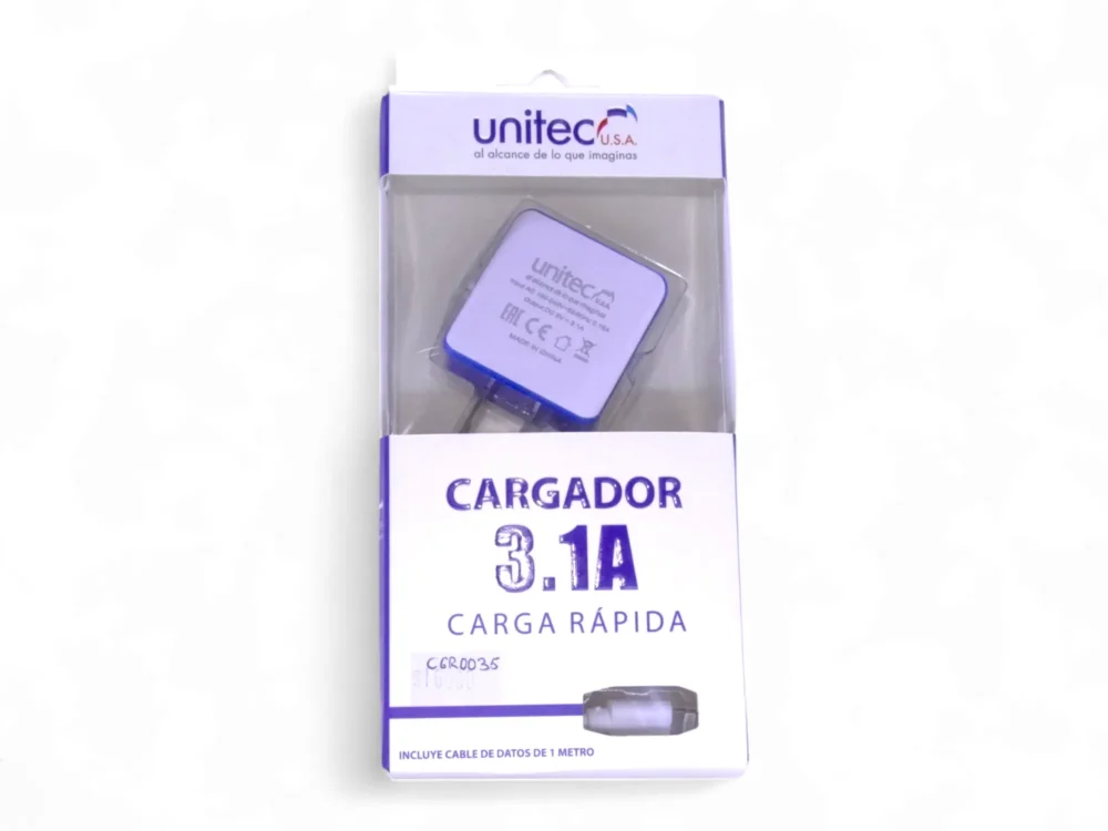 Cargador Para iPhone Carga Rapida Dual 3.1 Unitec + Cable 1m