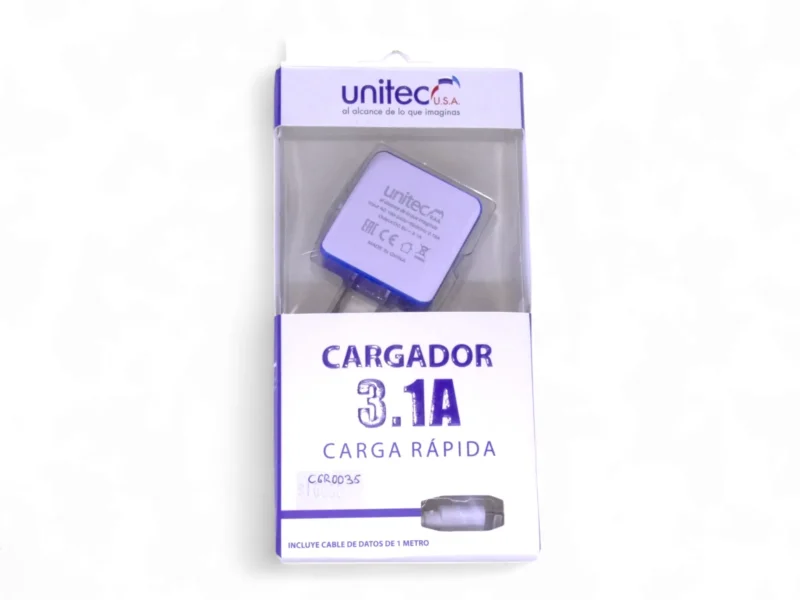 Cargador Para iPhone Carga Rapida Dual 3.1 Unitec + Cable 1m