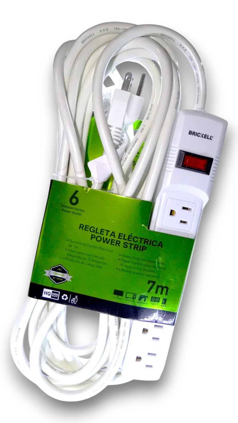 Multitoma De 6 Puestos Con Extension De 7 Mts Brickell 15ah