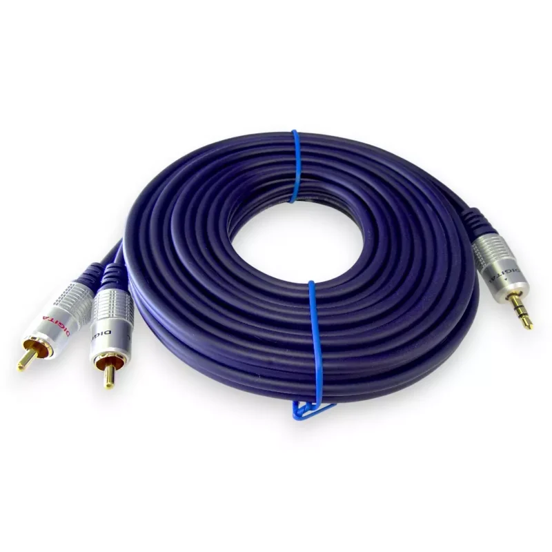 Cable Plug 3.5 Estéreo A 2 Rca Macho De 5.5 Mts Digital