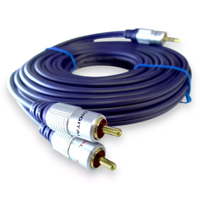 Cable Plug 3.5 Estéreo A 2 Rca Macho De 5.5 Mts Digital - Image 3