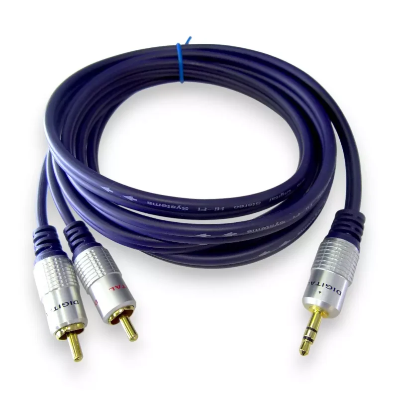 Cable Plug 3.5 Estéreo A 2 Rca Macho De 1.8 Mts Digital