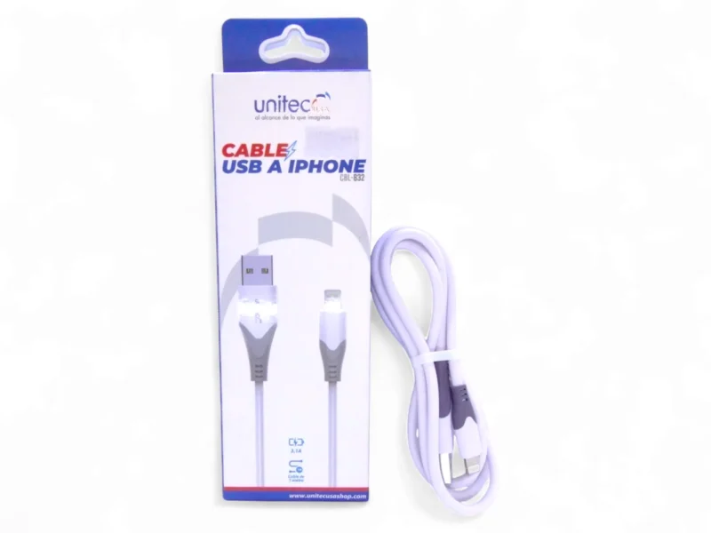 Cable De Carga iPhone Usb 3.1a Carga Rapida Unitec De 1 Mt
