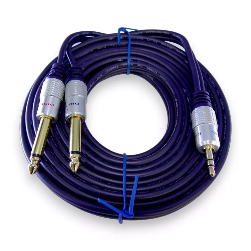 Cable Plug 3.5 Estéreo A 2 Plug 1/4 De 5.5 Mts Digital