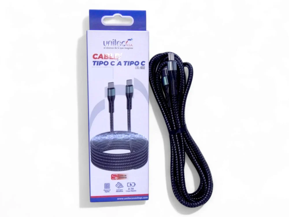 Cable De Carga Tipo C Carga Rapida 3.1a Trenzado Unitec - 2m