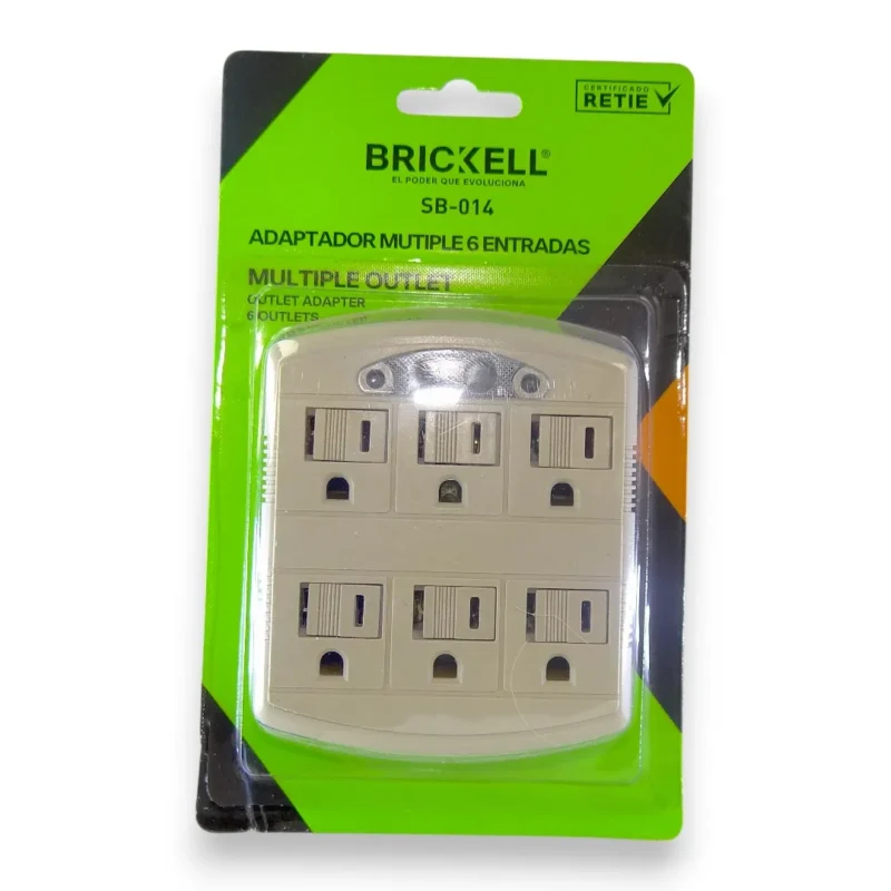 Multitoma De Pared Extensión Eléctrica De 6 Tomas Brickell