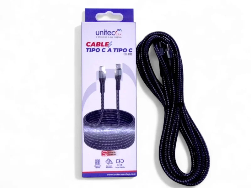 Cable De Carga Tipo C Carga Rapida 3.1a Trenzado Unitec - 3m