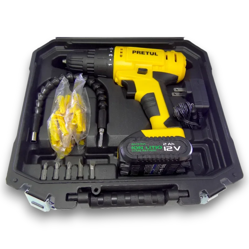Taladro Inalámbrico 3/8 12v Con Estuche Pretul Tali-12pk