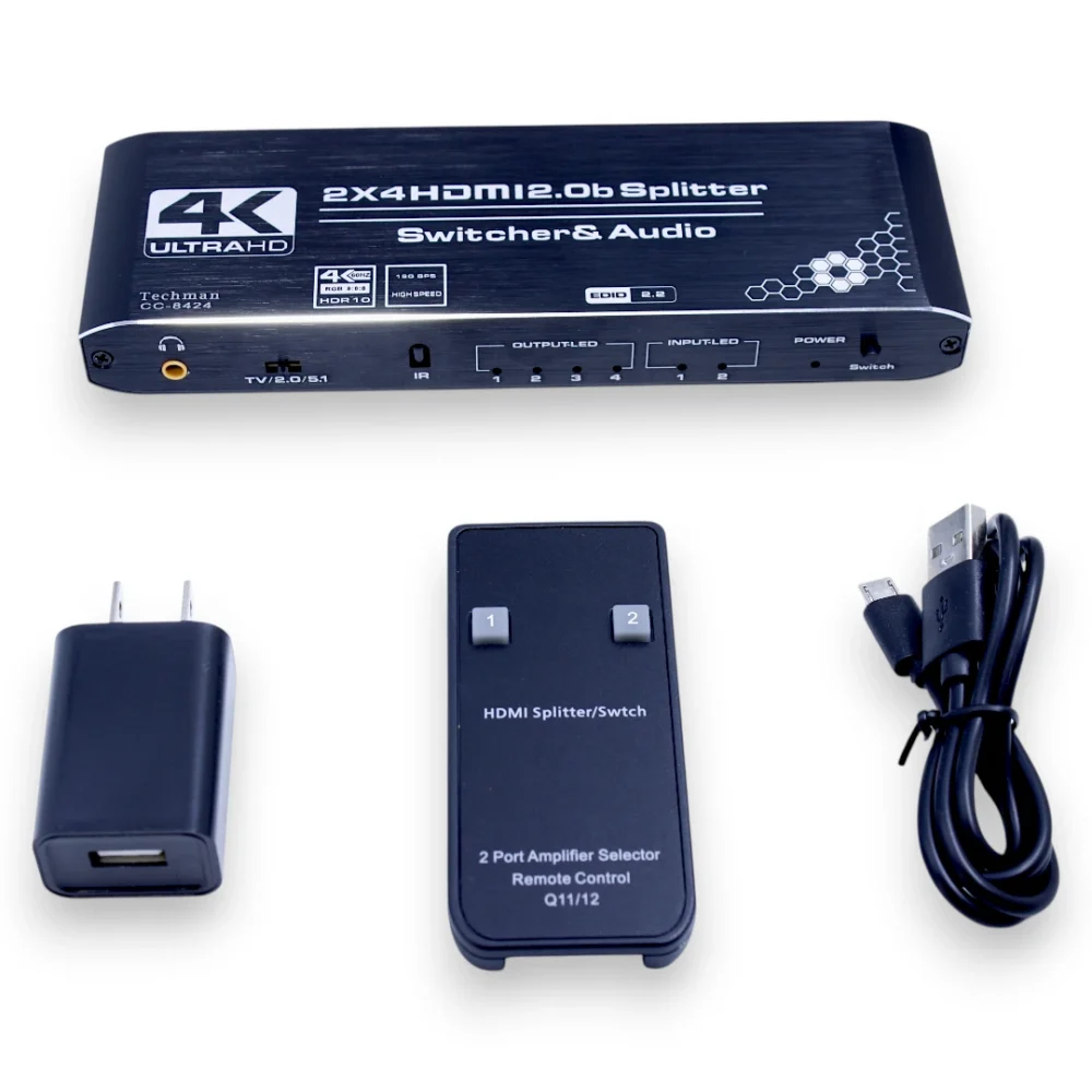 Matriz Hdmi 2x4 4k 3d Splitter 30hz Techman - Image 2
